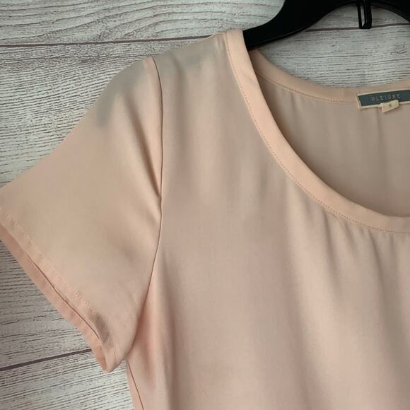 Pleione Light Pink Blouse Short Sleeve Hi Low Pocket Size Small - Picture 4 of 10